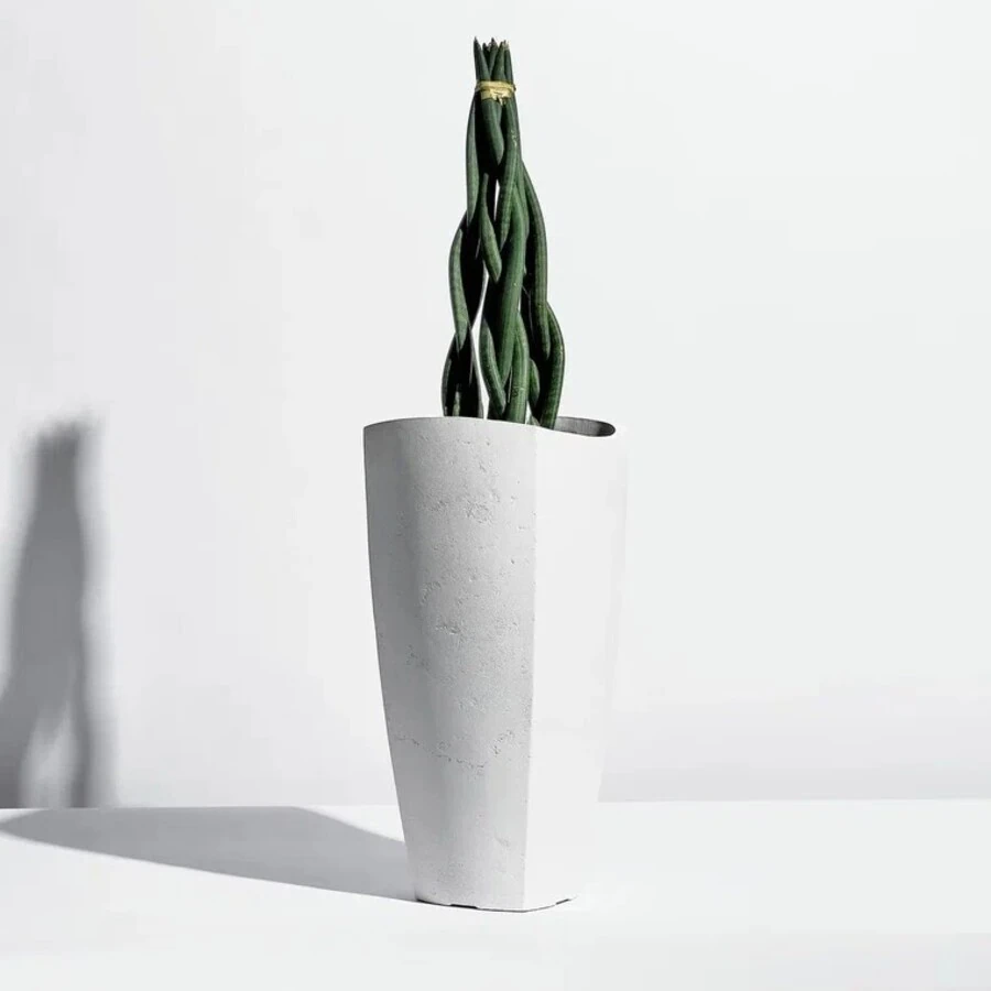 Кашпо Trapezoid Wave white 