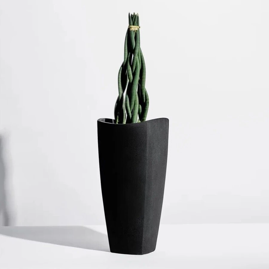 Кашпо Trapezoid Wave black