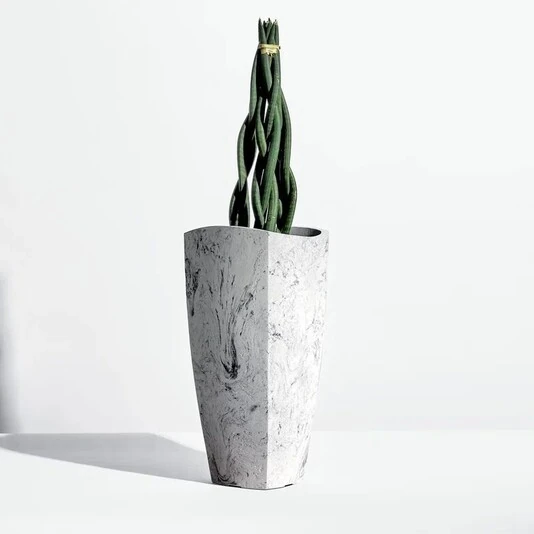 Кашпо Trapezoid Wave Marble