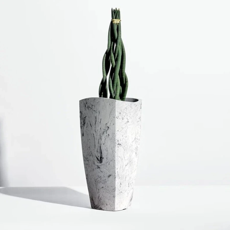 Кашпо Trapezoid Wave Marble