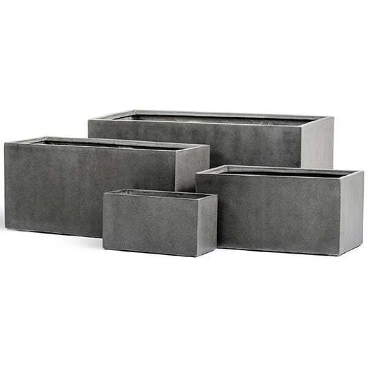 Кашпо TREEZ Effectory - Beton - Низкий прямоугольник  - Тёмно-серый бетон