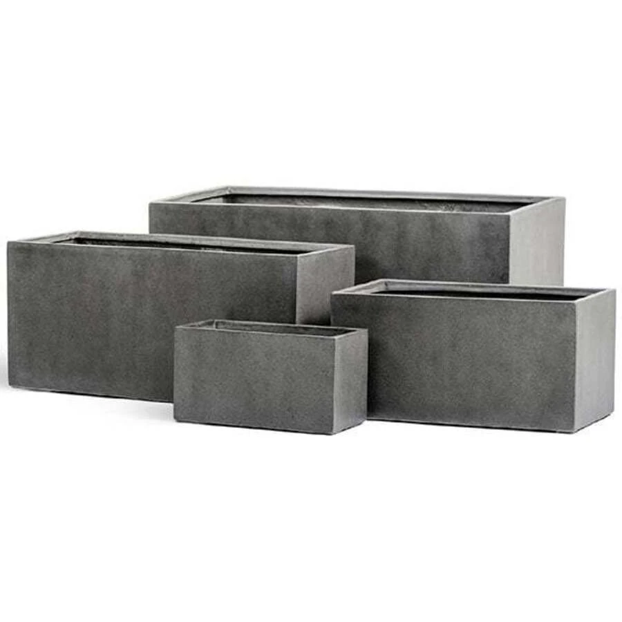Кашпо TREEZ Effectory - Beton - Низкий прямоугольник  - Тёмно-серый бетон