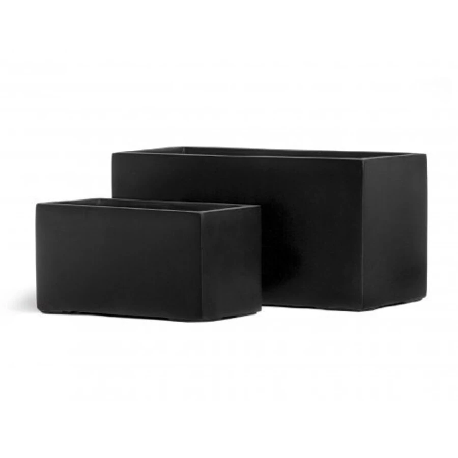 Кашпо TREEZ Effectory - Black Stone - Низкий узкий прямоугольник - Антрацит