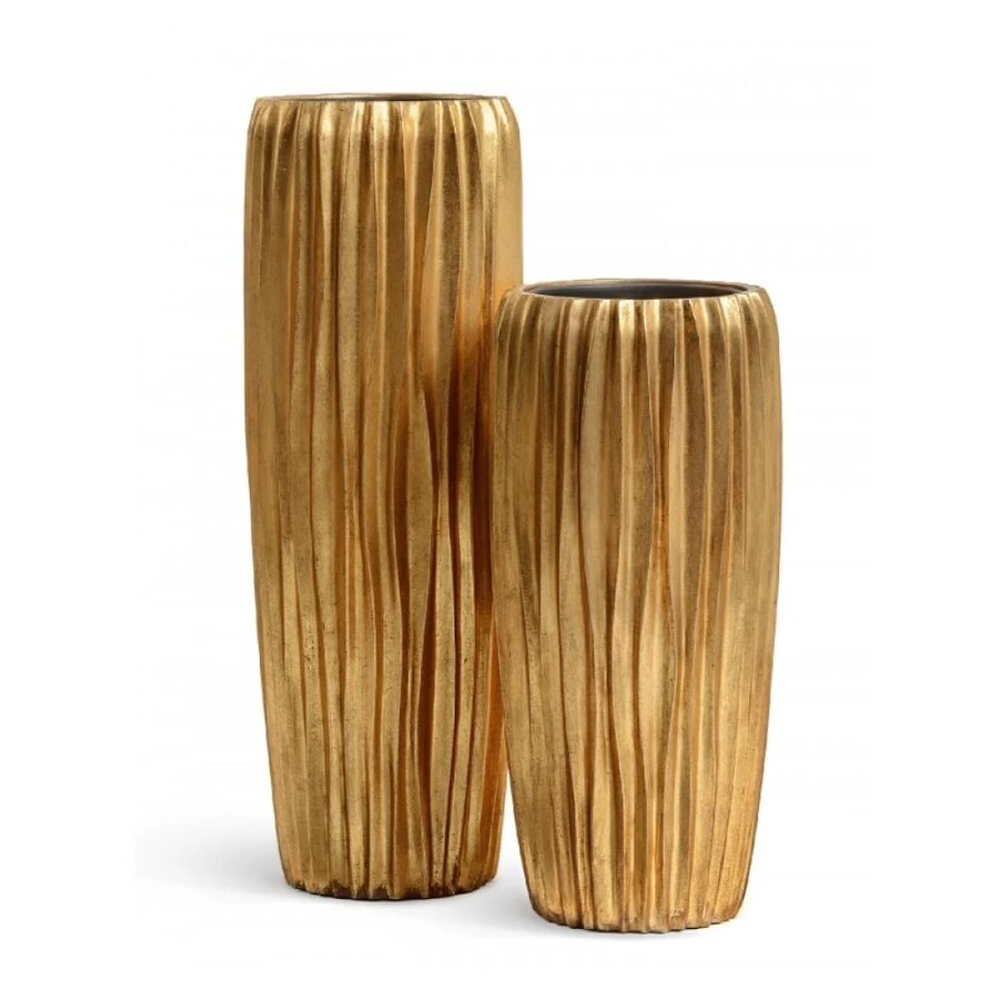 Кашпо TREEZ Effectory - Metal - Высокий конус Design Wave  - Сусальное золото